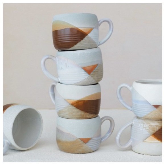 Set of 2 Reactive Glaze Stoneware Mugs - Picture 2 of 5